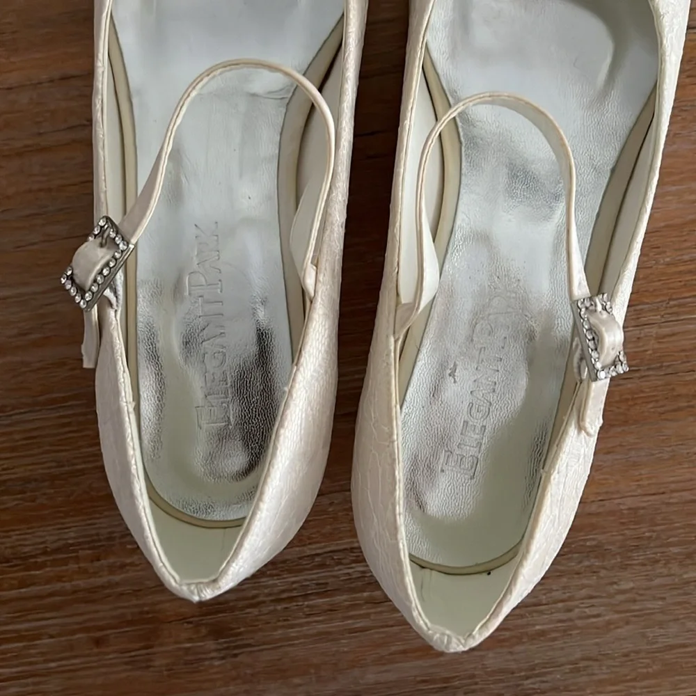 Elegant Park Ivory Lace Bridal Shoes Low Heel Wedding Shoes Womens Size 7